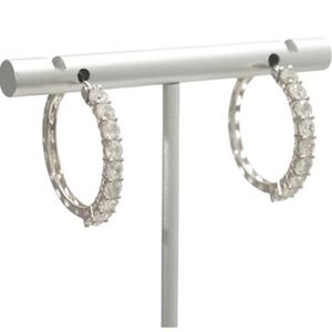 Sapphire Silver Hoops